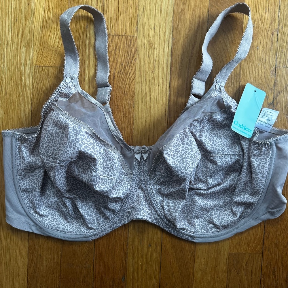 Goddess Women's Kayla Side support Animal Print Bra - Beige NWT size 46G